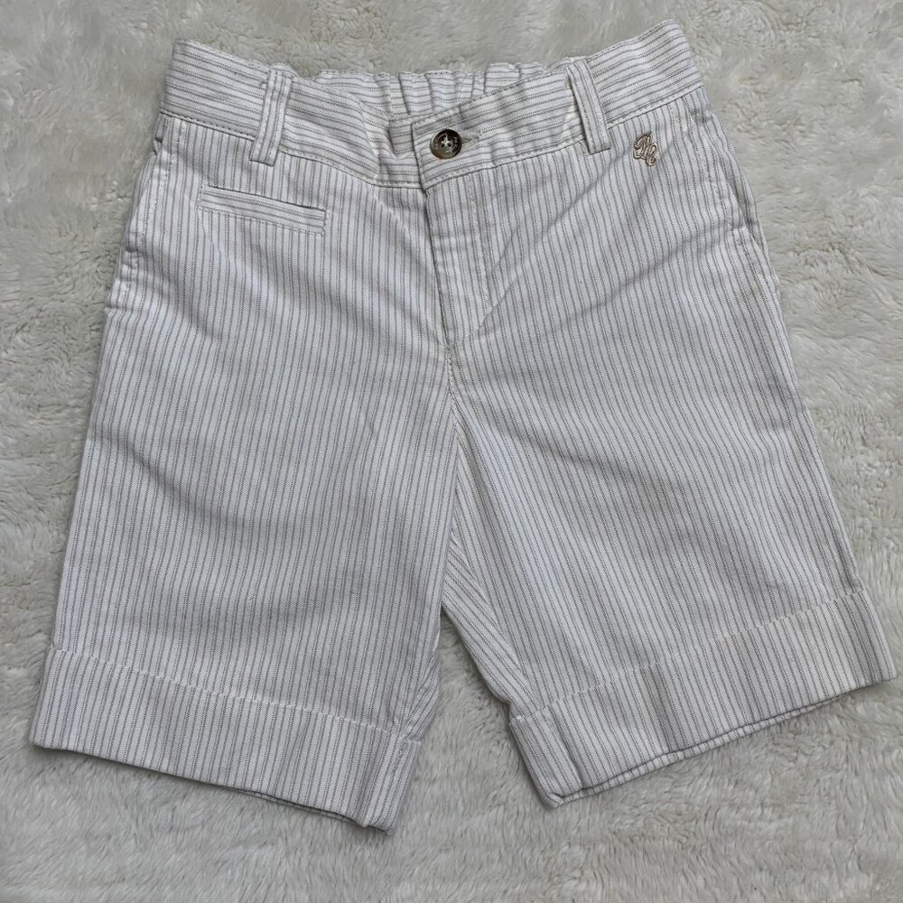 Pili Carrera Boys White Tan Striped Shorts Size 5 Years